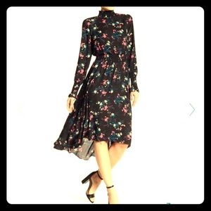 Whimsical smocked neck floral hi-lo dress